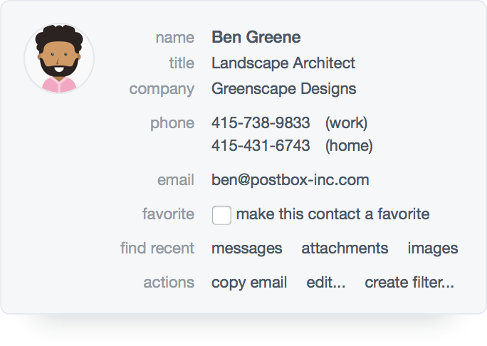 Postbox Contact Card