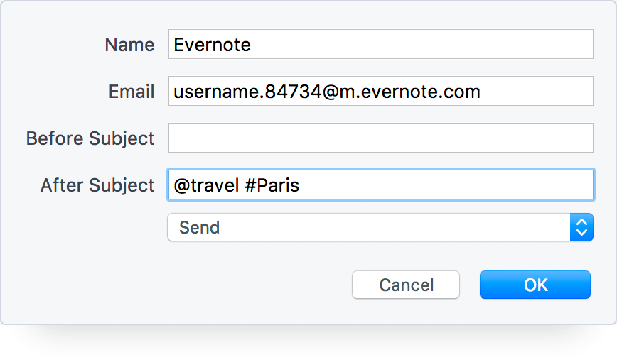 Create an Evernote Note from an Email